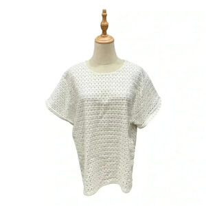 FRAME White Square Lace Top